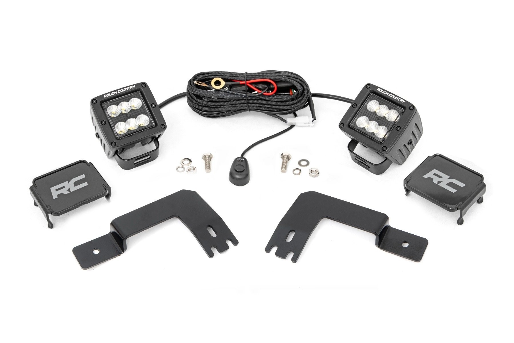 Rough Country LED Light | Under Bed Mount | 2" Black Pair | Flood | Polaris XPEDITION ADV 5