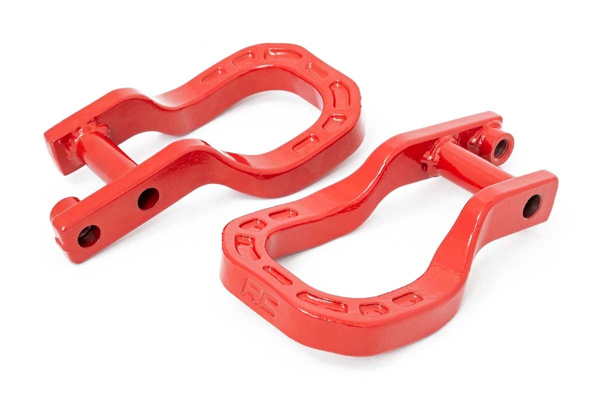 Rough Country Tow Hooks | Forged | Red | Chevy Silverado 1500 2WD/4WD (2019-2025 & Classic)