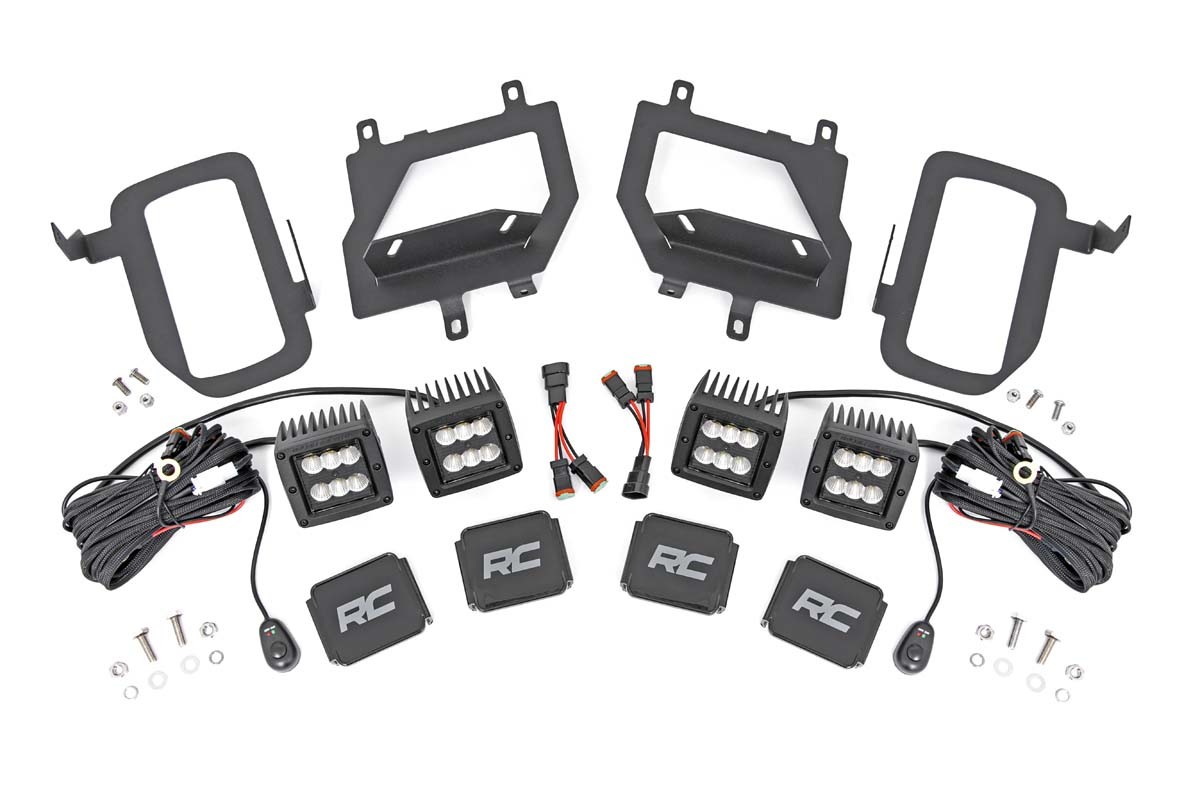 Rough Country LED Light Kit | Fog Mount | Dual 2" Black Pairs | Flood | Ford F-150 (15-17)