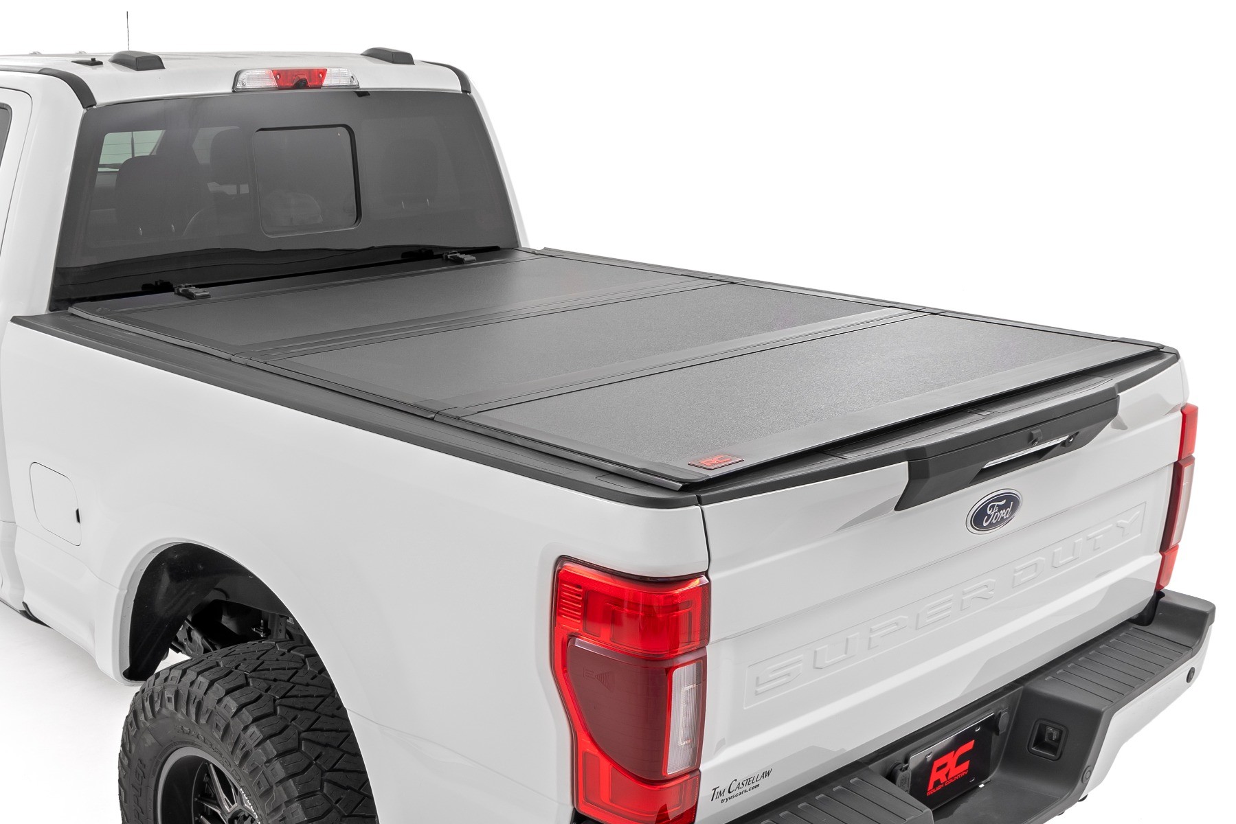 Rough Country Hard Tri-Fold Flip Up Bed Cover | 6'10" Bed | Ford F-250/F-350 Super Duty (17-25)