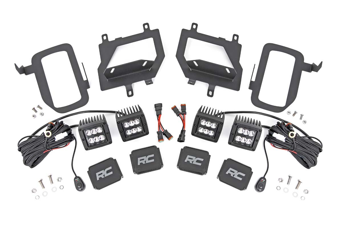 Rough Country LED Light Kit | Fog Mount | Dual 2" Black Pairs | Spot | Ford F-150 (15-17)