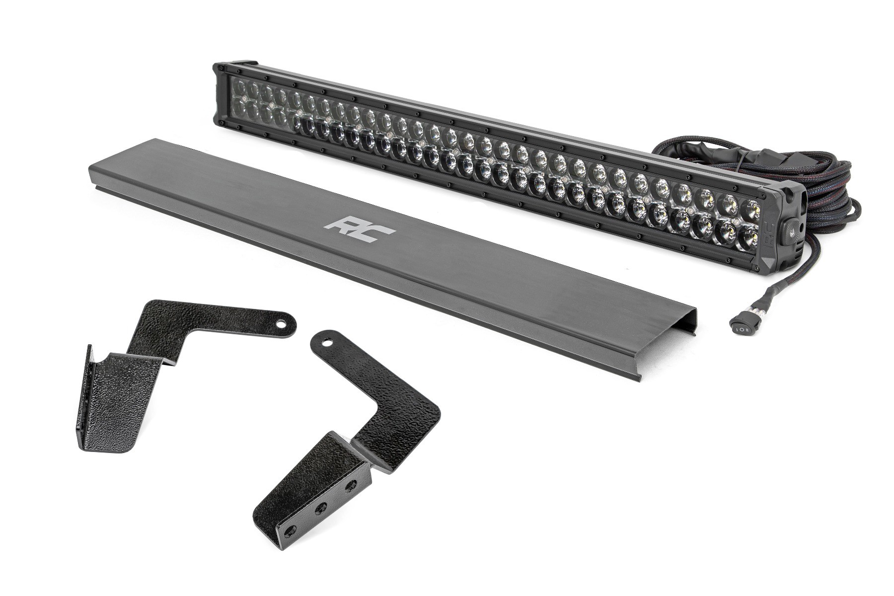 Rough Country LED Light Kit | Bumper Mount | 30" Black Dual Row | White DRL | Toyota FJ Cruiser (07-14)