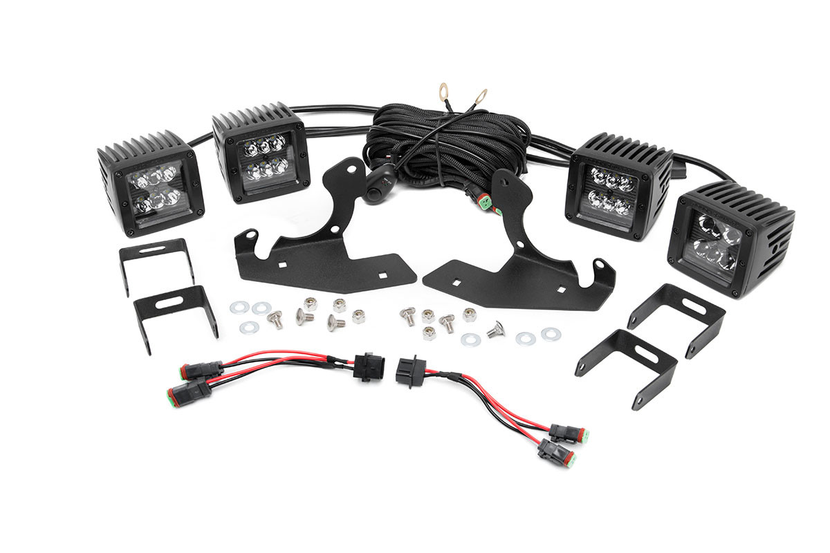 Rough Country LED Light Kit | Fog Mount | Dual 2" Black Pair | Chevy Silverado 2500 HD/3500 HD (11-14)