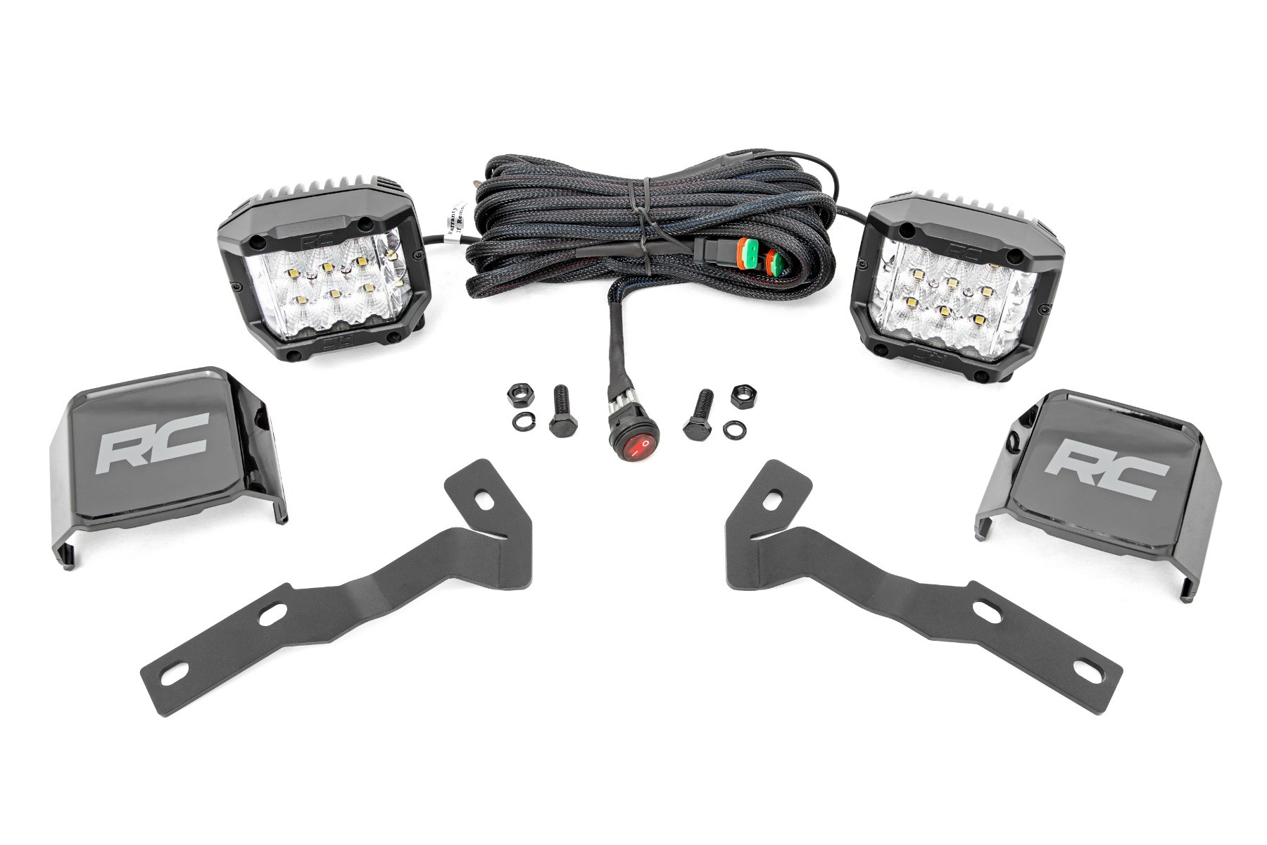 Rough Country LED Light Kit | Ditch Mount |  3" OSRAM | Wide | Toyota Tacoma 2WD/4WD (16-23)