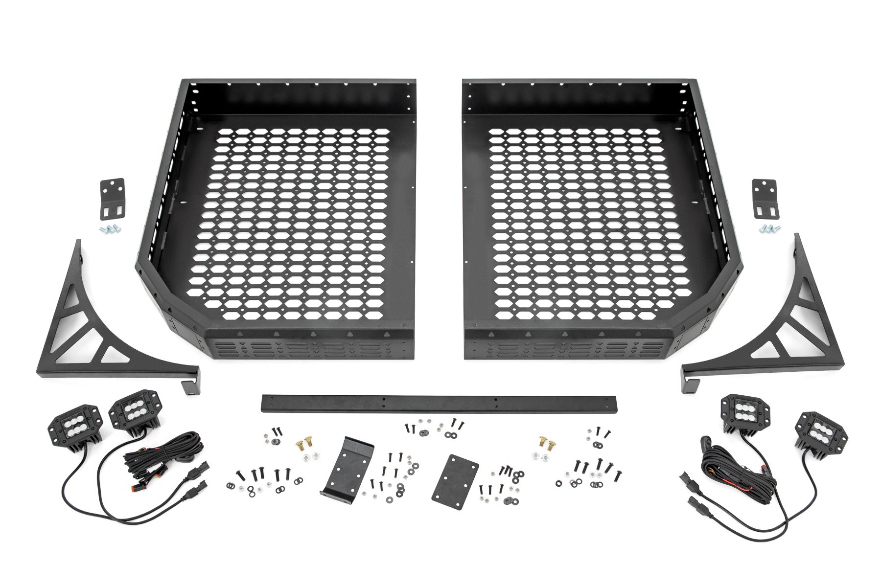 Rough Country Cargo Rack | Dual 2" Black LED Pairs | Flush Mount | CFMOTO UFORCE 1000