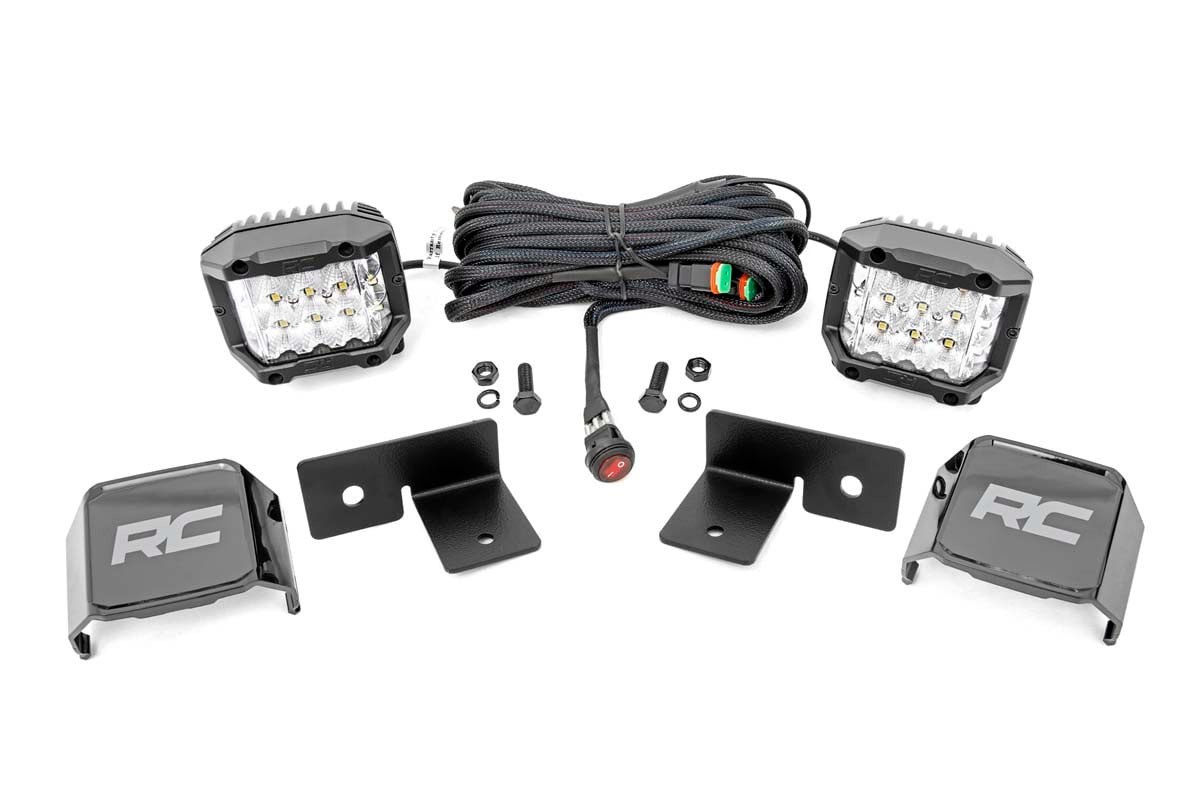 Rough Country LED Light Kit | Under Bed Mount | 2" Chrome Pair | Wide Angle | Polaris General XP 4 1000