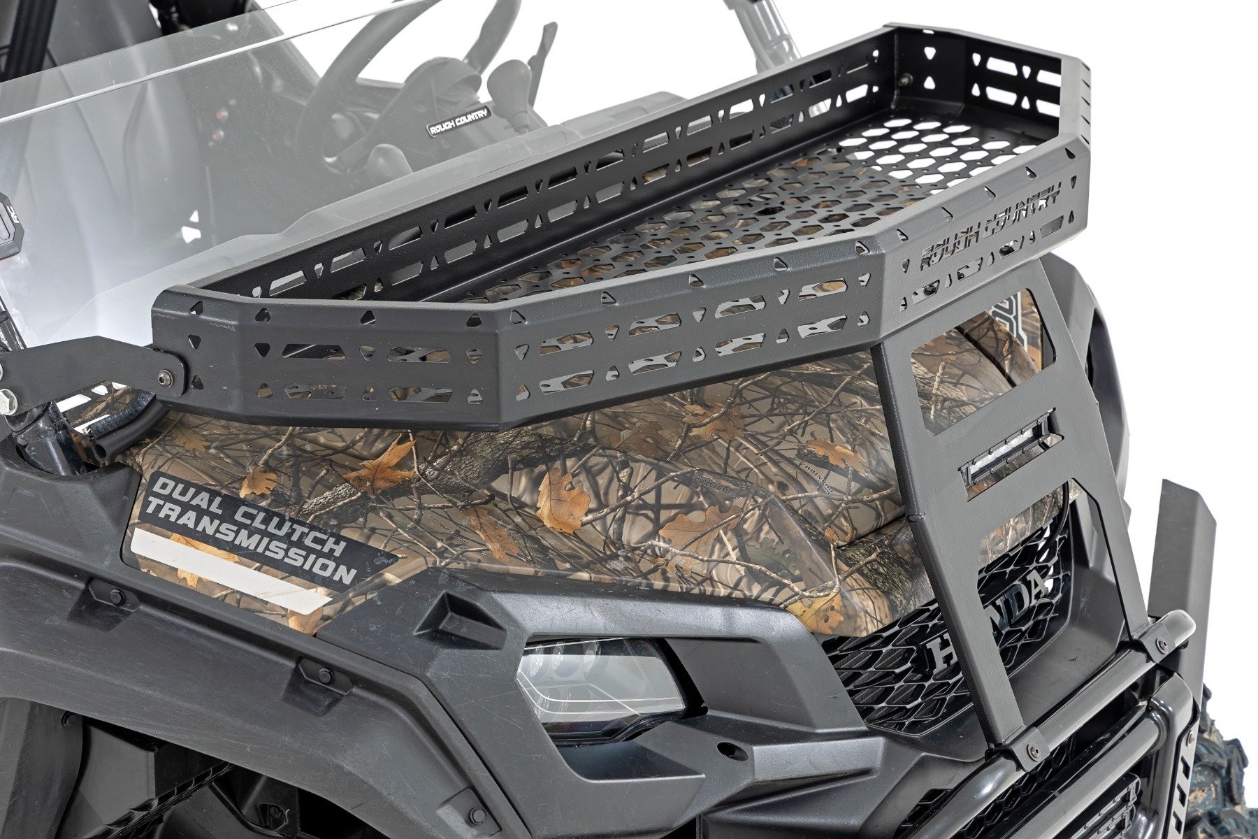 Rough Country Front Cargo Rack |Black Series LED | 6" Light | Slim Line | Honda Pioneer 1000