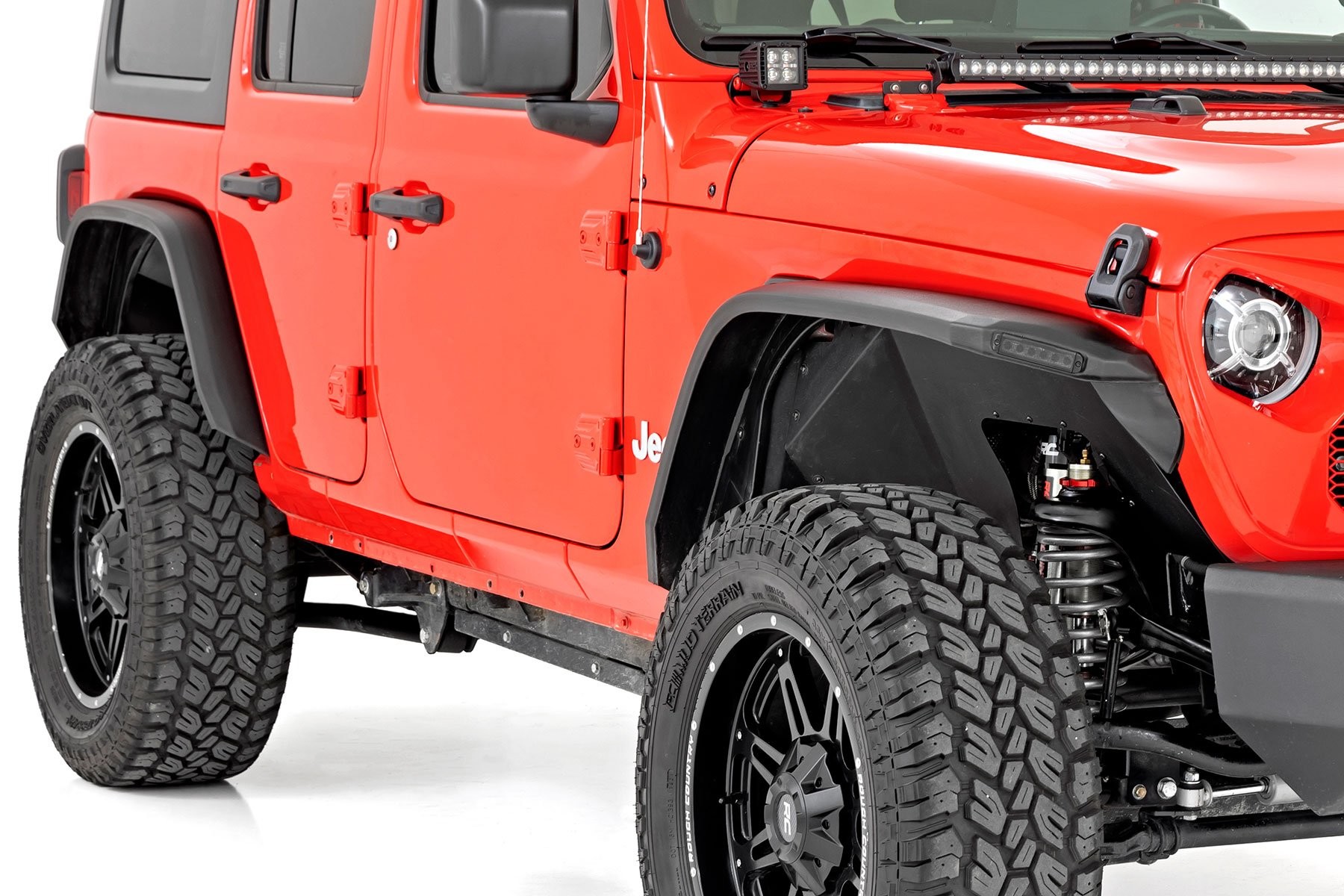 Rough Country High Clearance LED Flat Fender Flare Kit | UV Treated | Jeep Wrangler JL (18-24)
