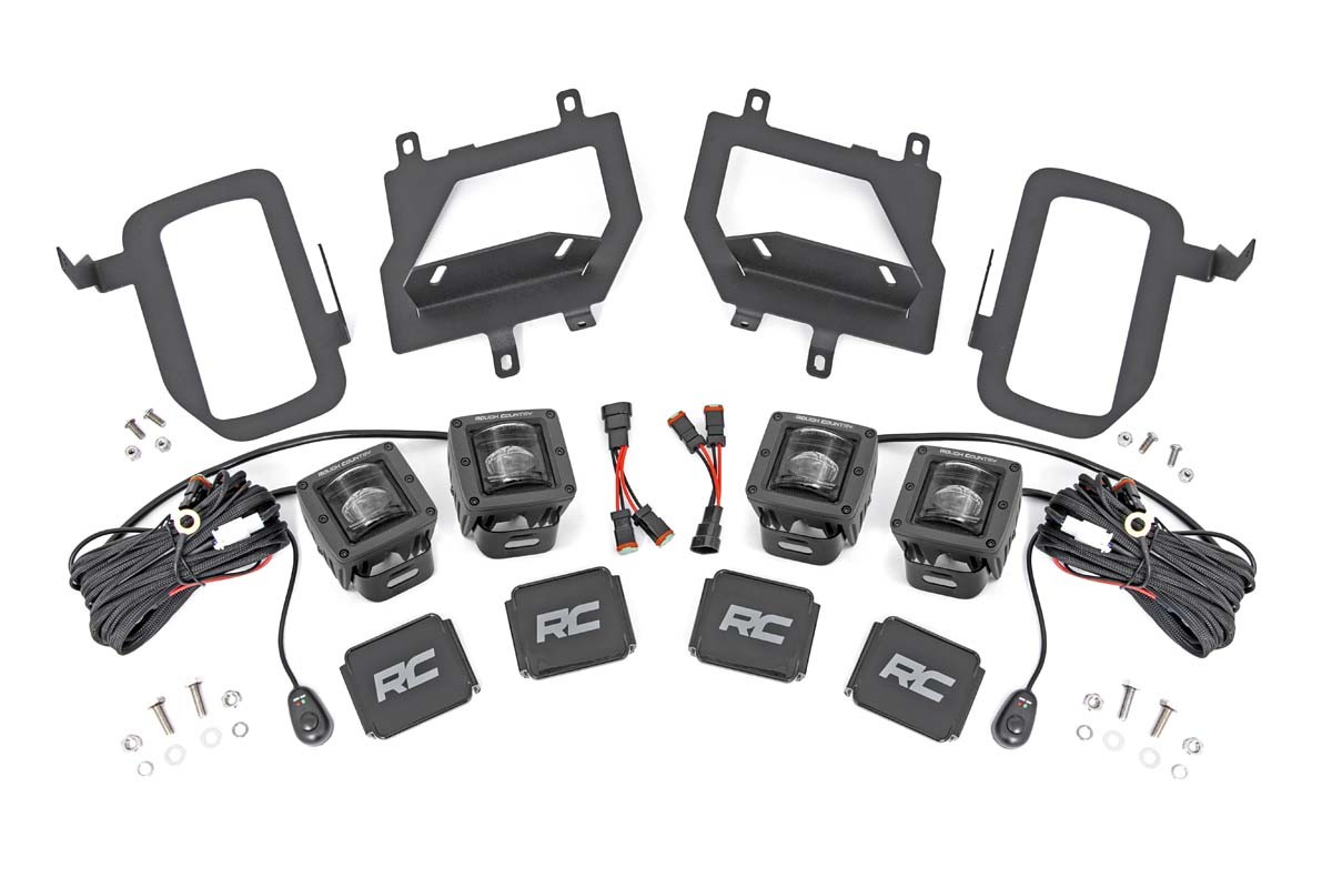 Rough Country LED Light Kit | Fog Mount | Dual 2" Black Pairs | SAE | Ford F-150 (15-17)