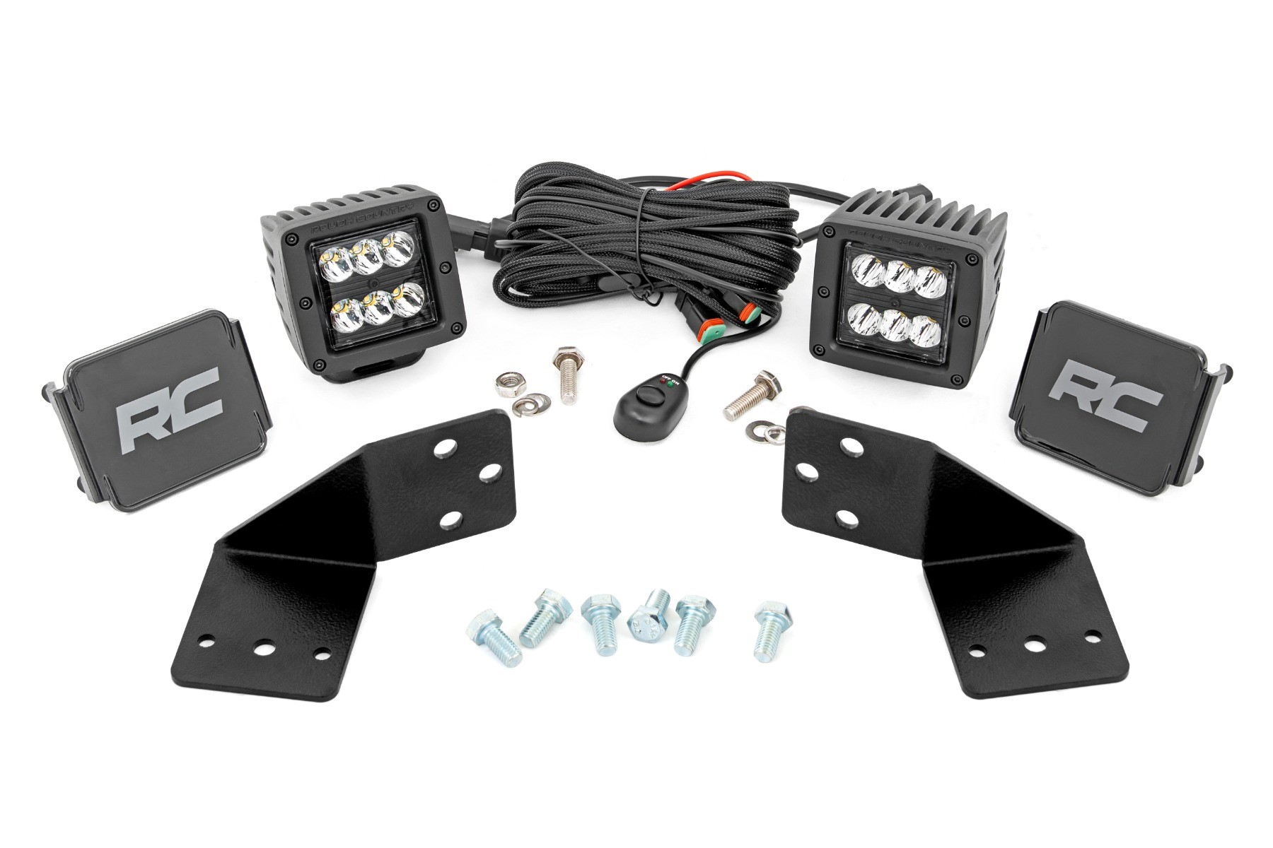 Rough Country LED Light Kit | Rear Mount | 2" Black Pair | CFMOTO UFORCE 1000