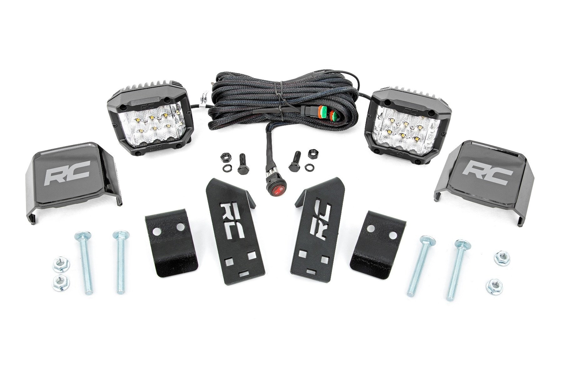 Rough Country LED Light Kit | "A" Pillar Mount | 2" Chrome Pair | Wide Angle | Polaris RZR PRO XP