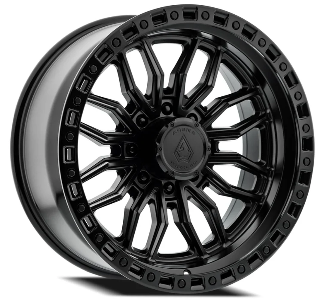 Arena Wheel Co Wheels Hustle A109 Satin Black Center Gloss Black Lip 20x9 0mm Offset 8x180