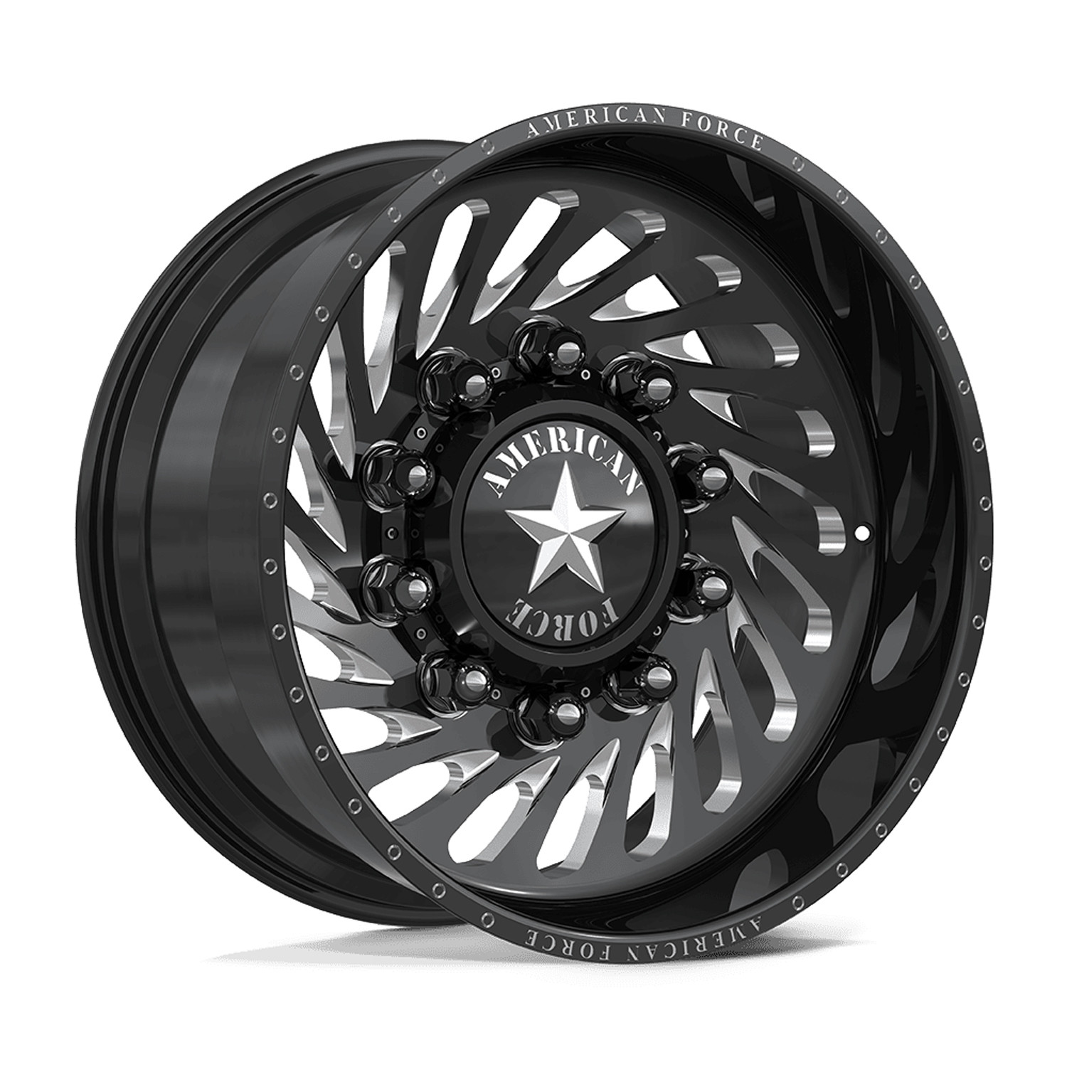 American Force Dually Front 7N27 Riptide CCSD - Gloss Black Milled | 24x12 -40mm 8x165.1 (8x6.5)