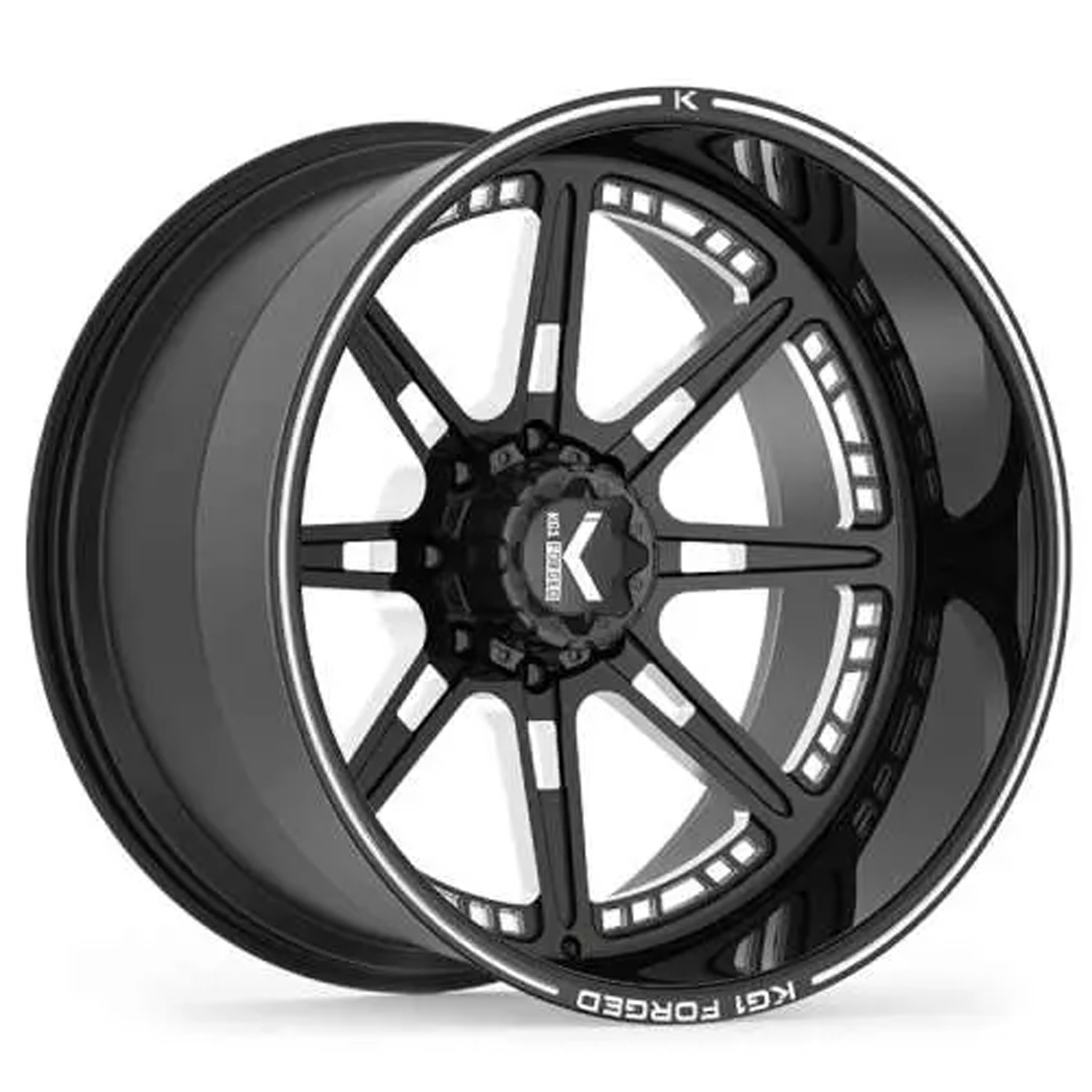 KG1 Forged Wheels Compass KC007 Gloss Black Milled 22x14 -76mm Offset 8x165.1 (8x6.5)