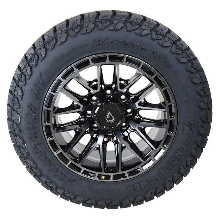 20x10 Arena Wheel Co A114 Black/Machined 35x12.50R20 Venom Power Tires Swampthing A/T
