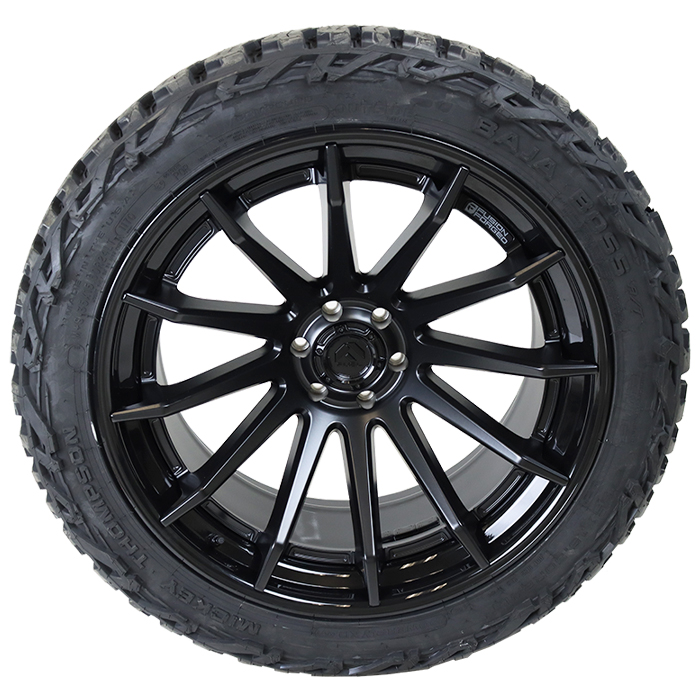 Fuel Fusion Forged FC403 Burn Matte Black Gloss Black Lip Mickey Thompson Baja Boss A/T