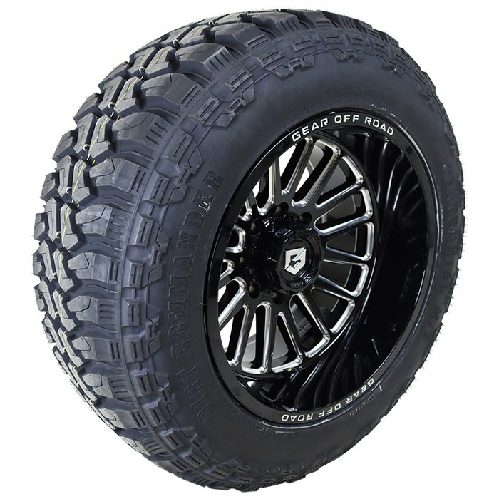 20x10 Gear Offroad 764BM Black/Milled 35x12.50R20 Centennial Tires Dirt Commander M/T