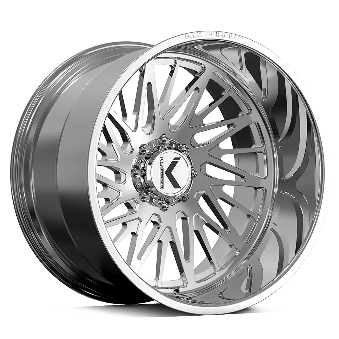 KG1 Forged Wheels Hardtail KC100 Polished 28x14 -76mm Offset 8x170