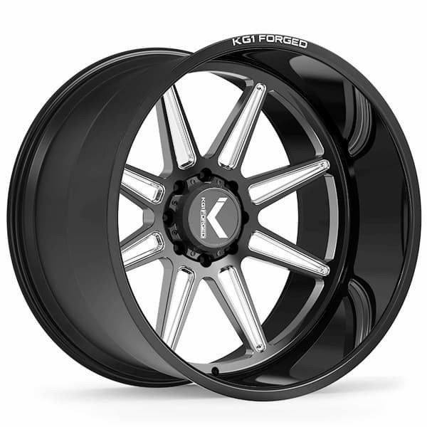 KG1 Forged Wheels Scuffle KC018 Gloss Black Milled 24x14 -76mm Offset 8x165.1 (8x6.5),8x170,8x180