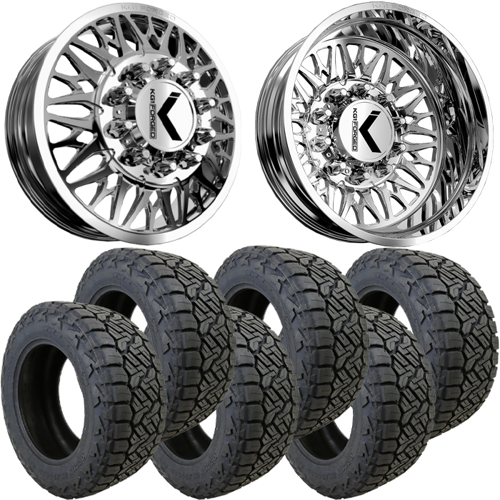 22x8.25 22 inch KG1 Forged KD014 TRIDENT Dually Wheel and Tire Package 35" Nitto Recon Grappler