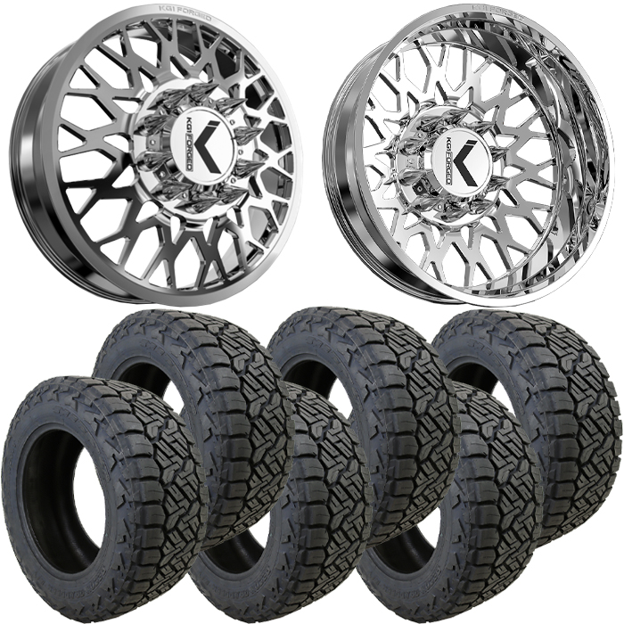 22x8.25 22 inch KG1 Forged KD019 TORTURE Dually Wheel and Tire Package 35" Nitto Recon Grappler
