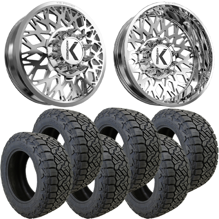 22x8.25 22 inch KG1 Forged KD056 ELEVATE Dually Wheel and Tire Package 35" Nitto Recon Grappler