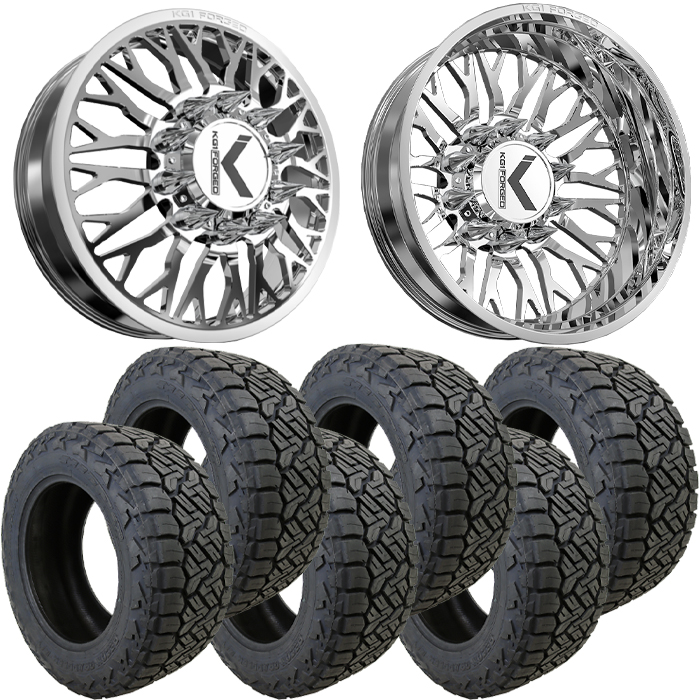 22x8.25 22 inch KG1 Forged KD081 BUCKLER Dually Wheel and Tire Package 35" Nitto Recon Grappler