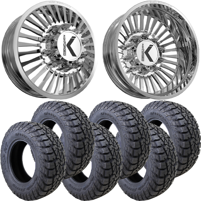 22x8.25 22 inch KG1 Forged KD051 VEGAS Dually Wheel and Tire Package 35" AMP Attack RT