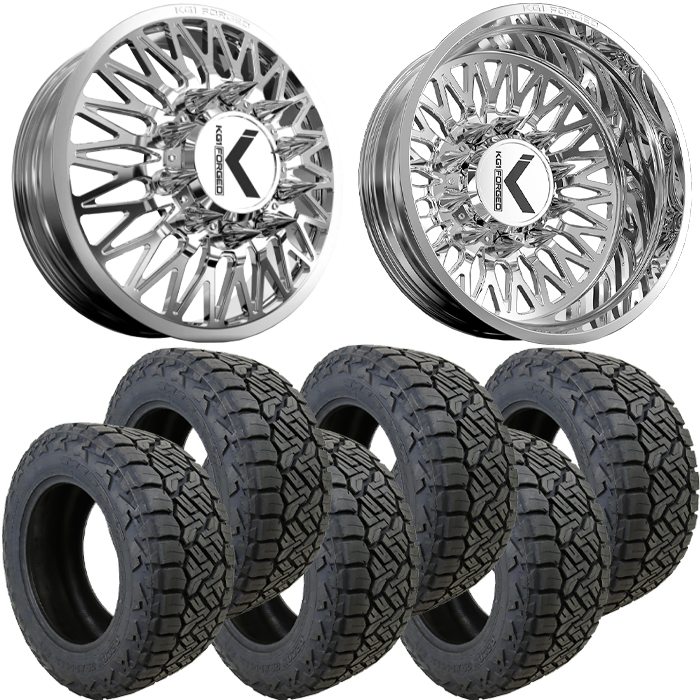 22x8.25 22 inch KG1 Forged KD059 SEISMIC Dually Wheel and Tire Package 35" Nitto Recon Grappler