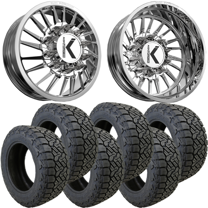 22x8.25 22 inch KG1 Forged KD038 JAVELIN Dually Wheel and Tire Package 35" Nitto Recon Grappler