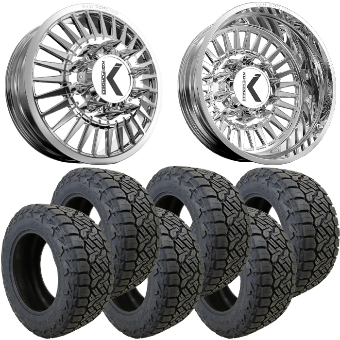 22x8.25 22 inch KG1 Forged KD060 CZAR Dually Wheel and Tire Package 35" Nitto Recon Grappler