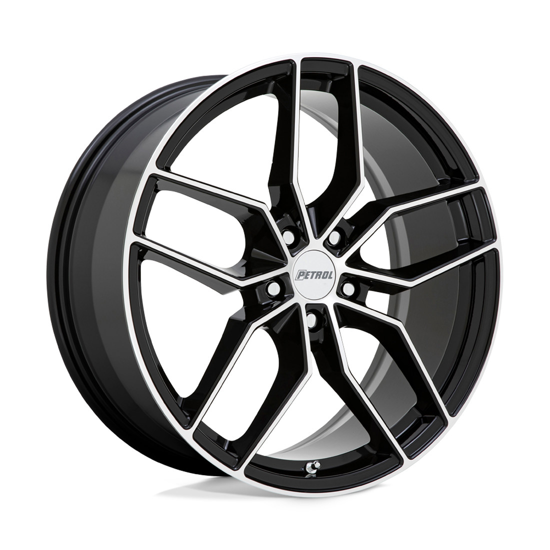 Petrol Wheels P5C Gloss Black with Machined Cut Face 20x8.5 40mm Offset 5x114.3 (5x4.5)