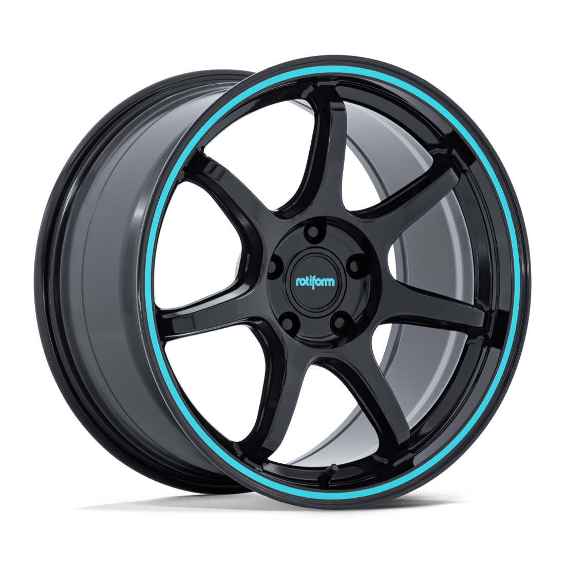 Rotiform Wheels BPU RC208 Gloss Black with Teal Stripe 18x8.5 35mm Offset 5x114.3 (5x4.5)