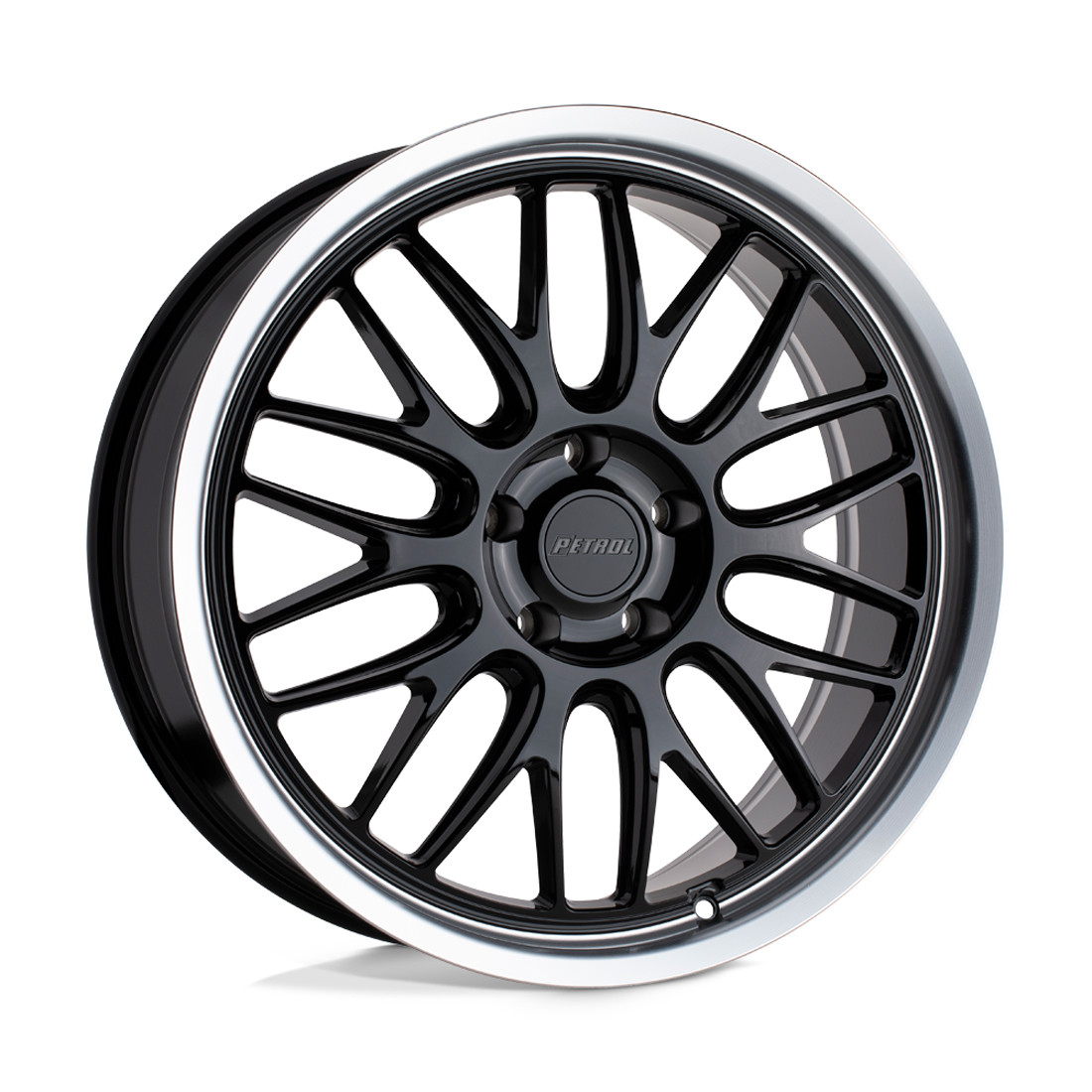 Petrol Wheels P4C Gloss Black with Machined Cut Lip 16x7 40mm Offset 5x114.3 (5x4.5)
