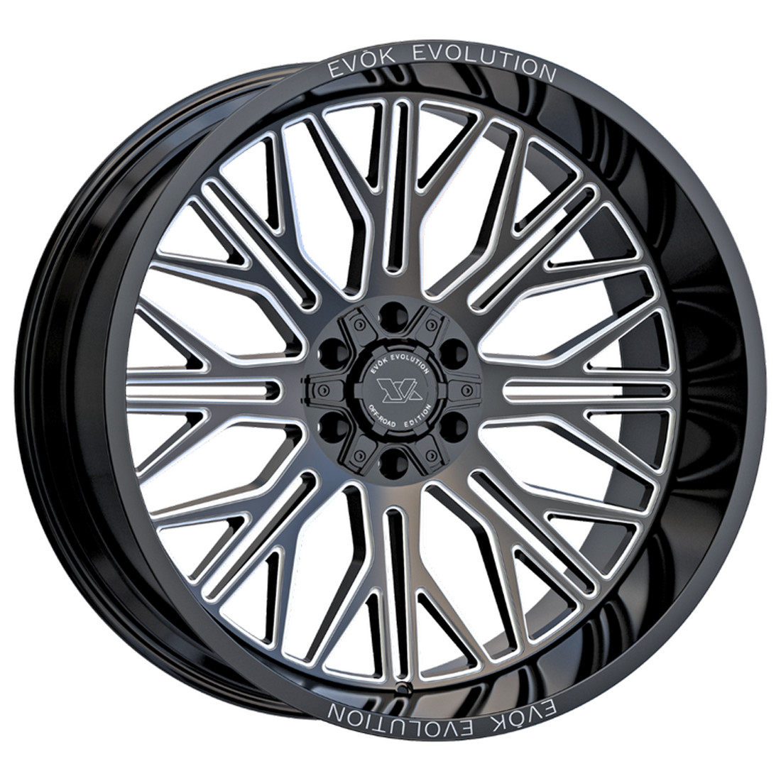 Evok Wheels EV506 Gloss Black Milled 20x9 0mm Offset 8x165.1 (8x6.5)