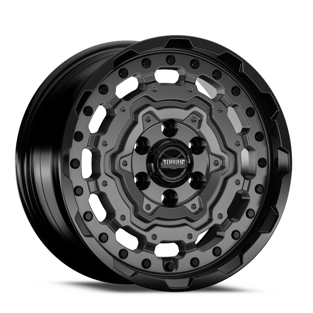 Torque Wheels TW547R Forged Fortress Satin Anthracite Gloss Black Lip 17x8 29mm Offset 6x130