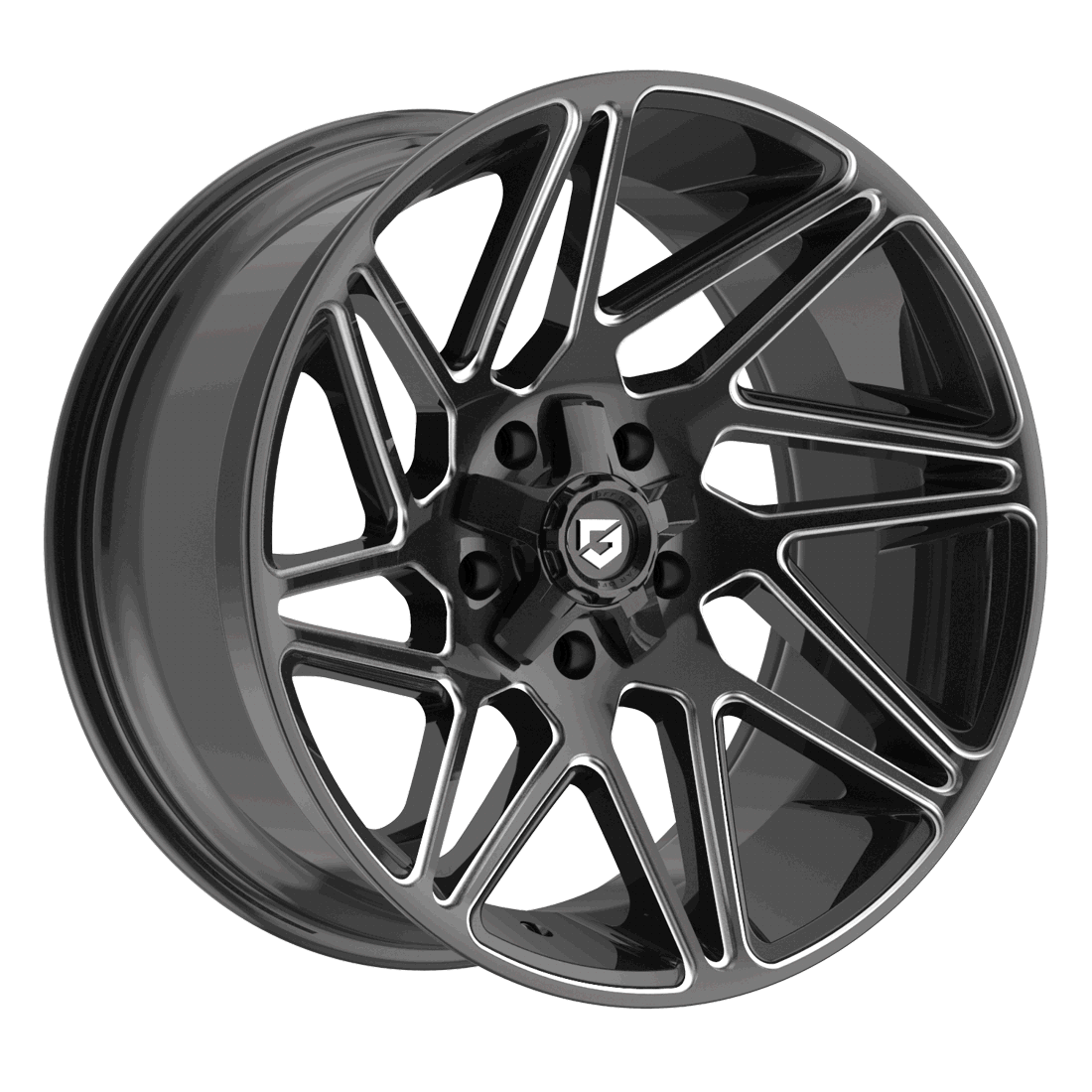 Gear Offroad Wheels 777BM Vortex Gloss Black Milled 20x9 0mm Offset 5x135,5x150