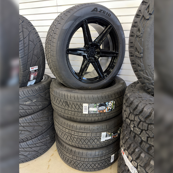 Modern Luxury Wheels MLF11 Gloss Black 22x9.5 25mm Offset 6x135 Atturo Tires AZ810 305/45R22 XL