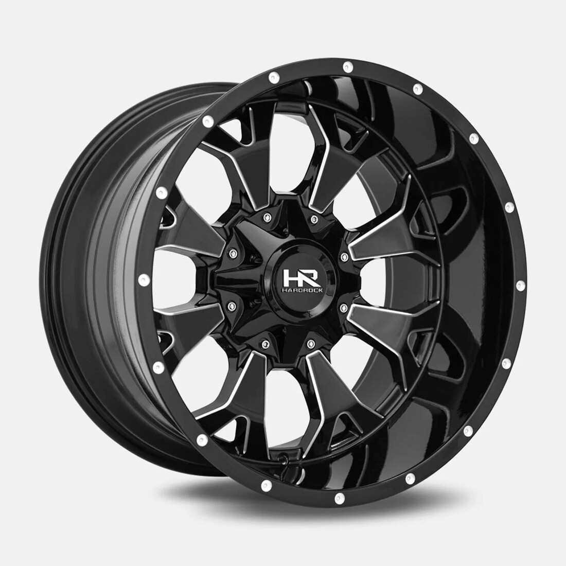 Hardrock Offroad Wheels H711 Gloss Black Milled 20x9 0mm Offset 5x127 (5x5),5x139.7 (5x5.5)