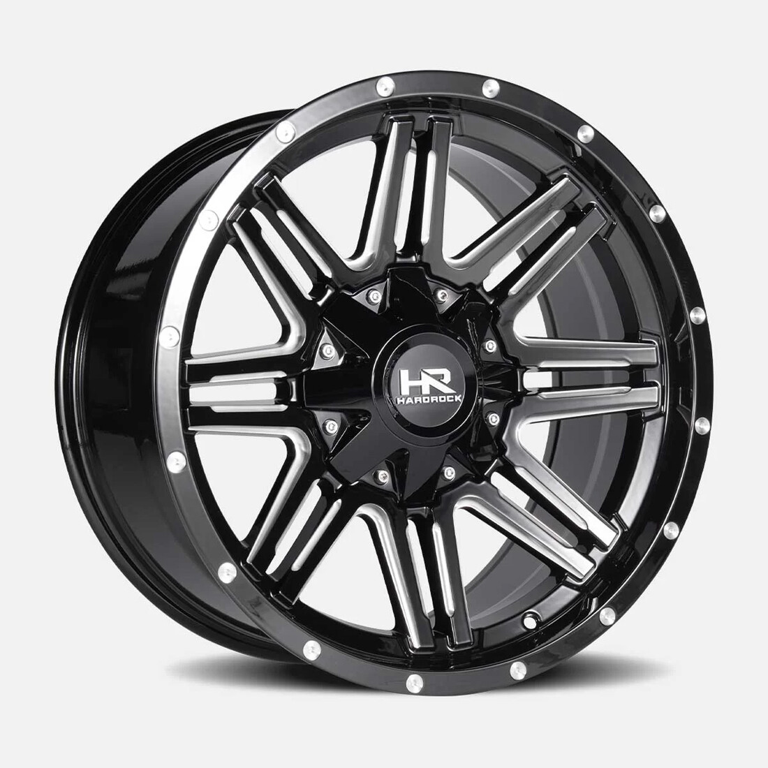 Hardrock Offroad Wheels Warrior H715 Gloss Black Milled 22x10 -25mm Offset 6x135,6x139.7 (6x5.5)