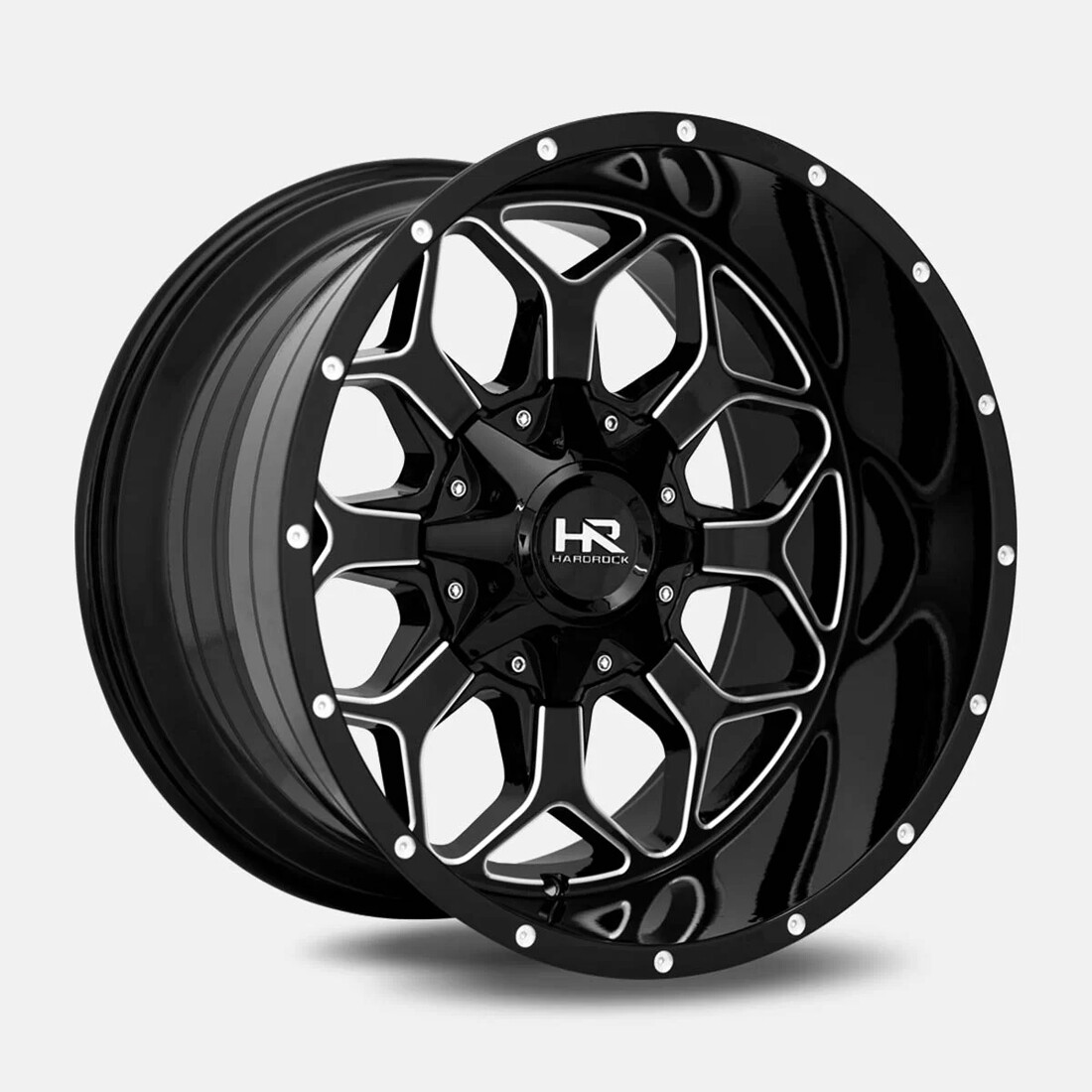 Hardrock Offroad Wheels H712 Gloss Black Milled 20x9 0mm Offset 5x127 (5x5),5x139.7 (5x5.5)