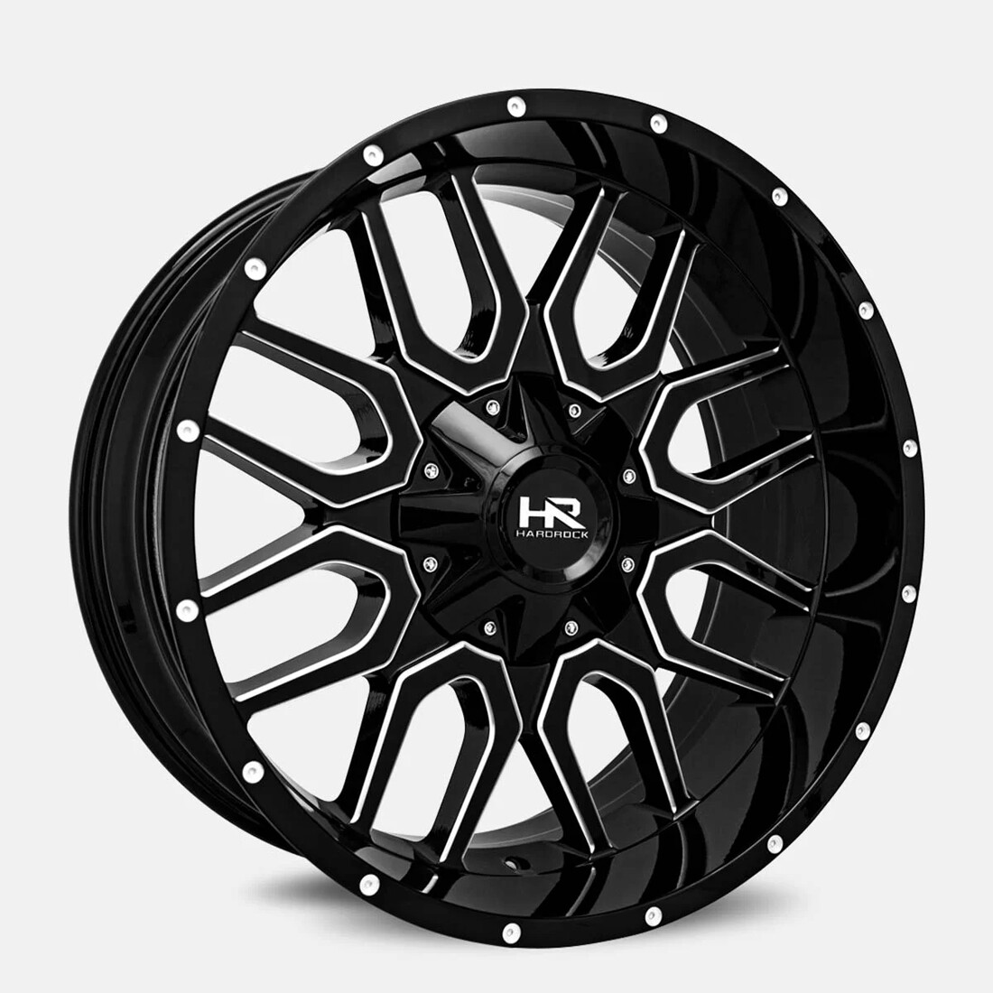 Hardrock Offroad Wheels H709 Gloss Black Milled 20x9 0mm Offset 5x150,5x139.7 (5x5.5)