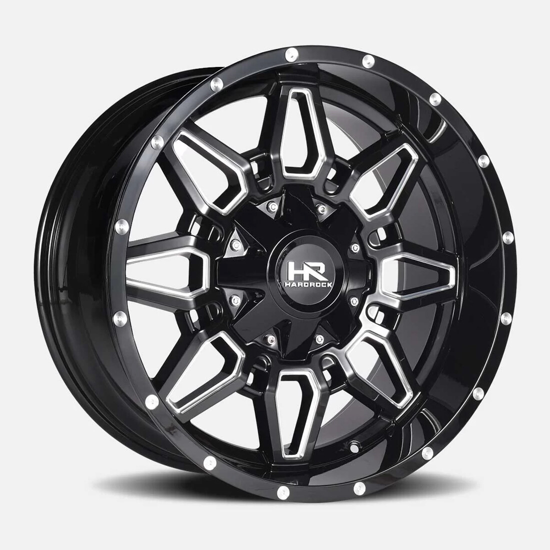 Hardrock Offroad Wheels Striker H718 Gloss Black Milled 22x10 -25mm Offset 6x135,6x139.7 (6x5.5)