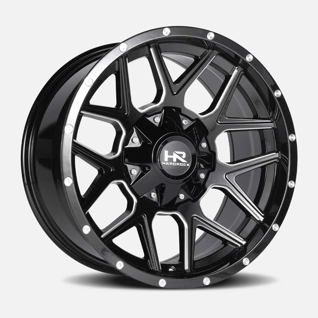 Hardrock Offroad Wheels Rugged H716 Gloss Black Milled 22x10 -25mm Offset 8x165.1 (8x6.5)